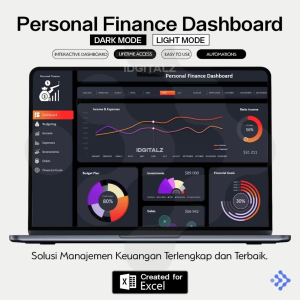 Personal Finance Dashboard Template Excel (Dark & Light Mode) - Solusi Manajemen Laporan Keuangan Terlengkap format Excel