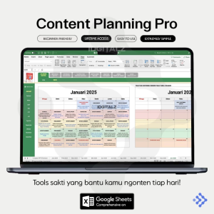 Content Planning Pro Template Google Sheet Spreadsheet - Bantu Mengatur Konten Sosial Media dan Bisnis Usaha, Bikin Konten Cuman 5 Menit! Konten Plan Pro KontenPlan