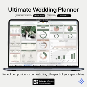 Ultimate Wedding Digital Planner (Pro) Spreadsheet Google Sheet Excel Template - Wedding Budget Planner & Tracker - Wedding Guest List - Wedding Seating Chart - Wedding Book - Rencana Pernikahan Dashboard
